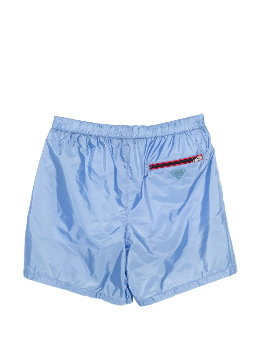 Prada Light Blue Costume Glossy Fabric Shorts