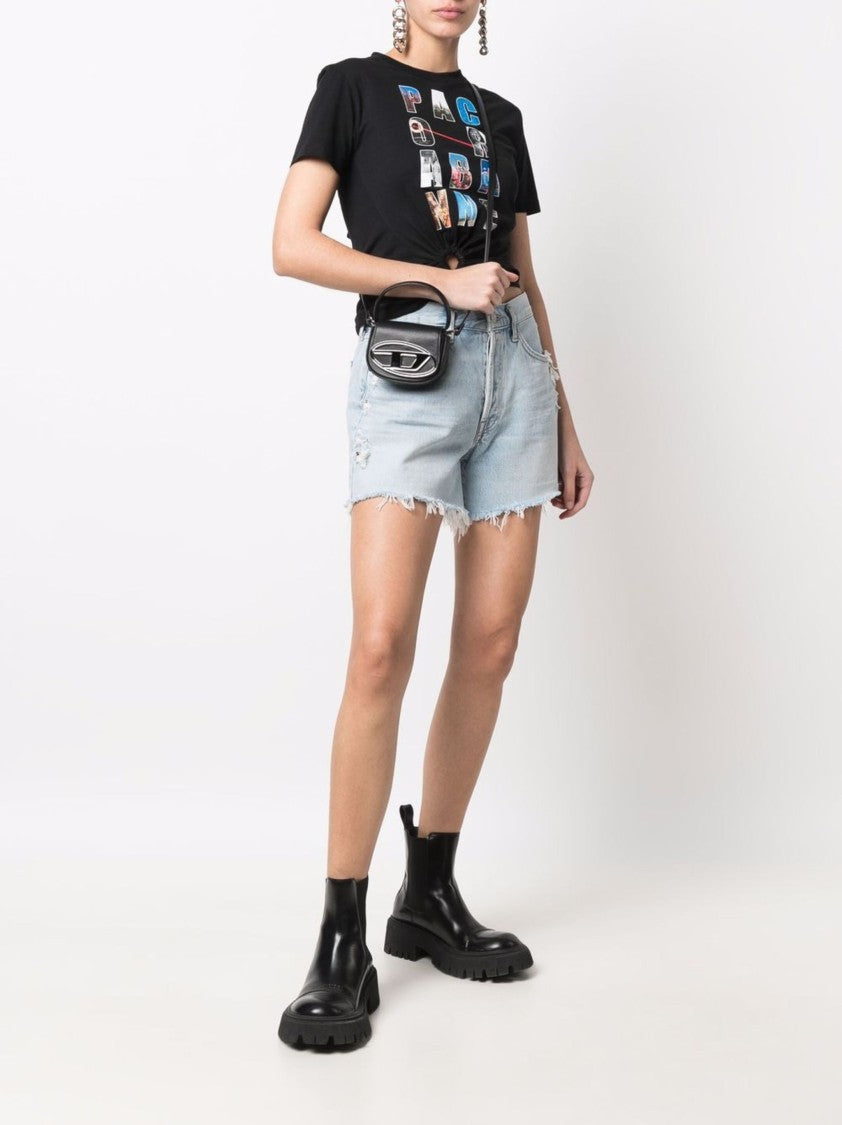 Diesel Compact Black Leather Crossbody Bag With Oval Logo