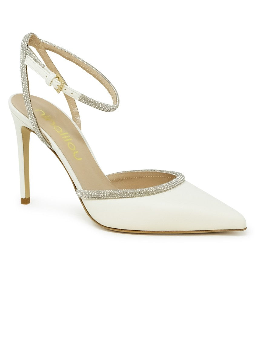 Ninalilou Ivory Leather Pumps With Swarovski