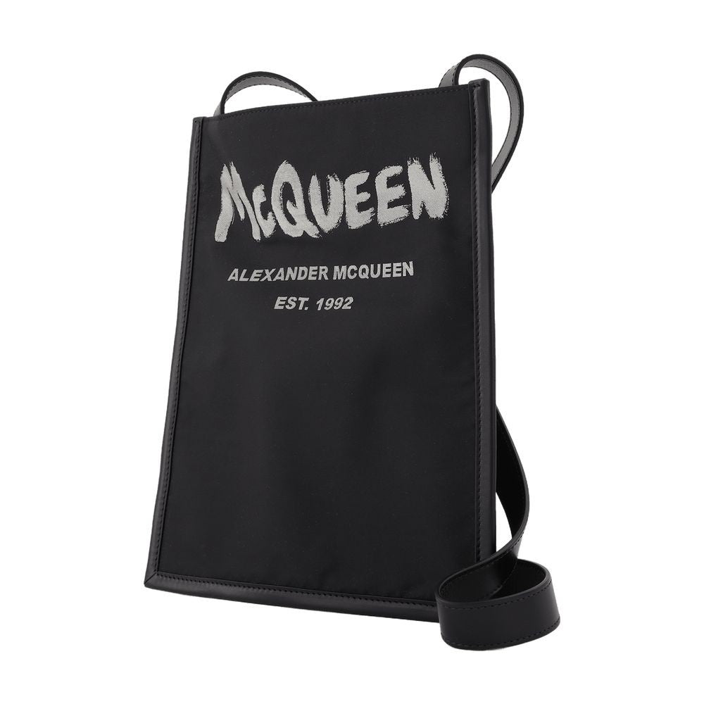 Alexander Mcqueen Graffiti Phone Sleeve In Black And White