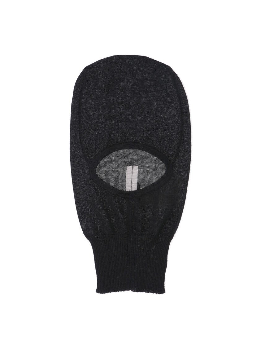 Rick Owens Cut-Out Front Cashmere Balaclava With Raw Edges