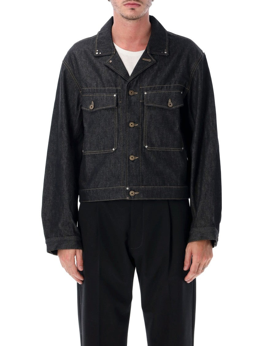 Lemaire Trucker Jacket With Studs Studded Heavy Denim Jacket