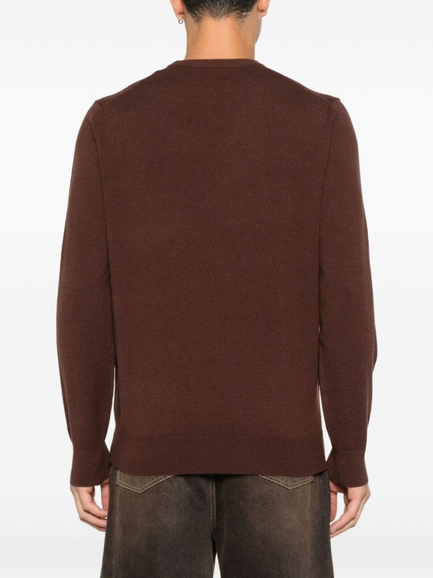 Mc2 Saint Barth Relaxed Fit Brown Wool Sweater