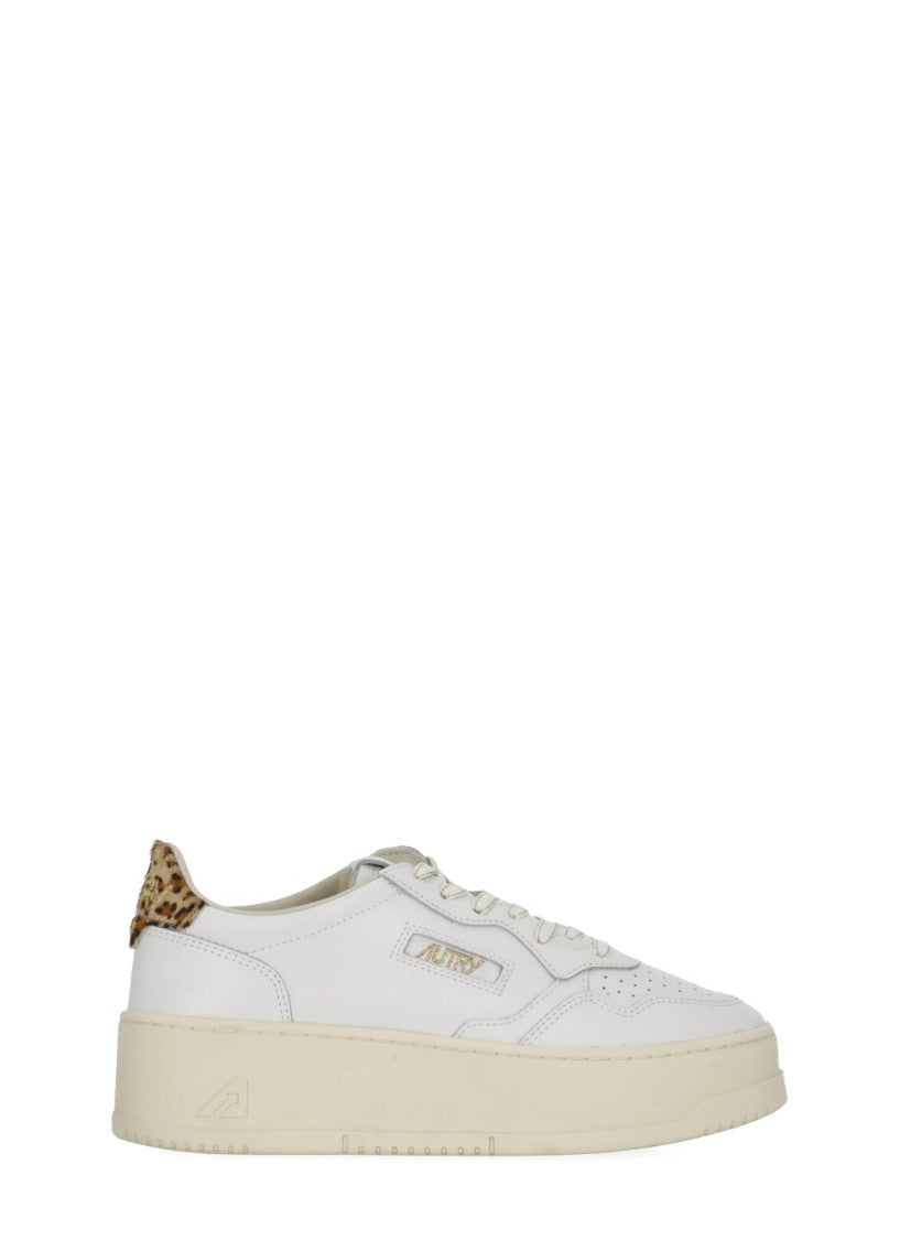 Autry White Animalier Platform Leather Sneakers