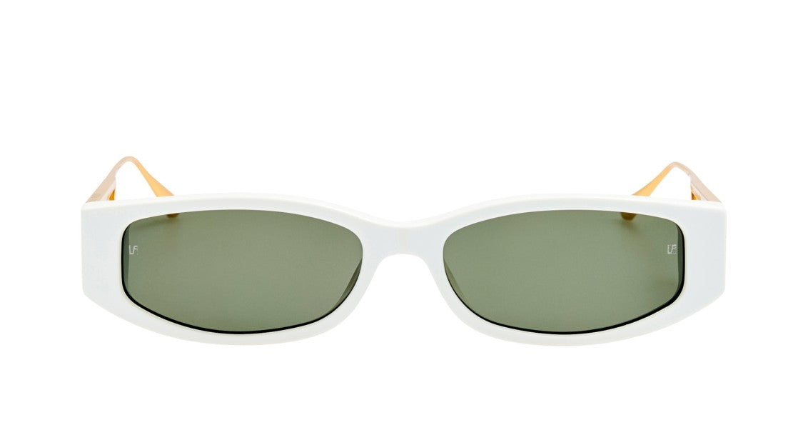 Linda Farrow Lfl Oversized White Frame Sunglasses With Gold-Tone Temples