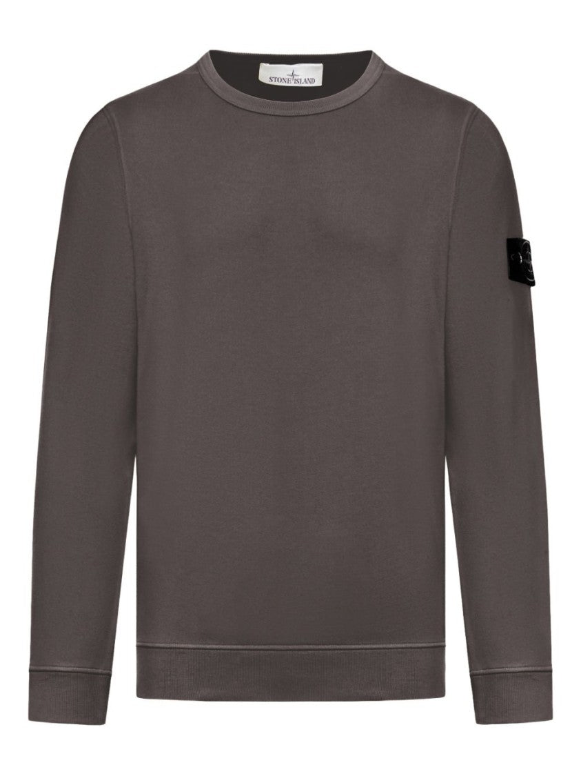 Stone Island Minimalist Grey Crewneck Sweatshirt With Subtle Patch Detail