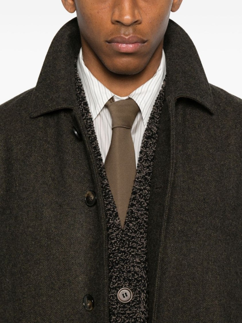 L'impermeabile Giacconi Verde Wool Overcoat With Textured Finish