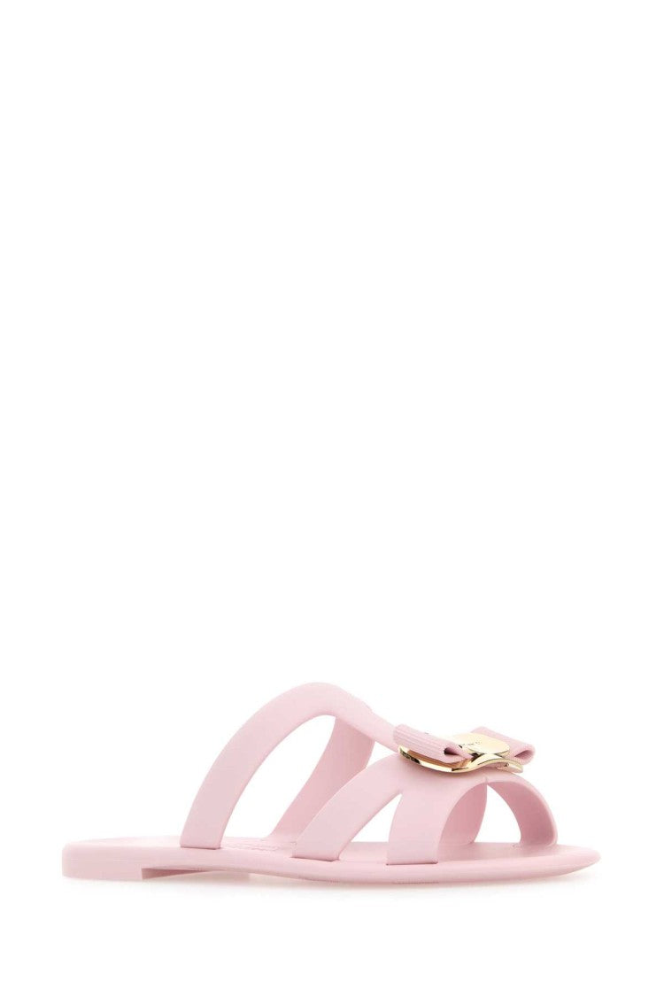 Salvatore Ferragamo Pastel Pink Rubber Lilou Slippers