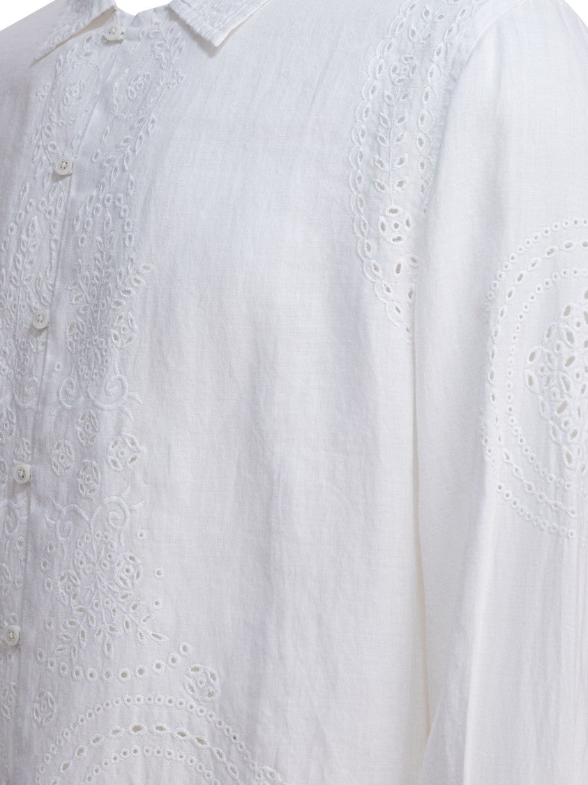 Bode Embroidered Linen Shirt