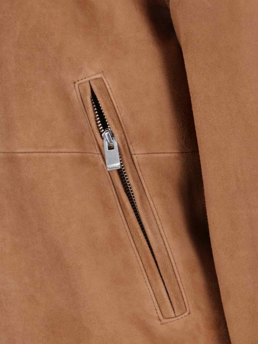 Tonywack Suede Blouson With Classic Collar And Zippered Pockets