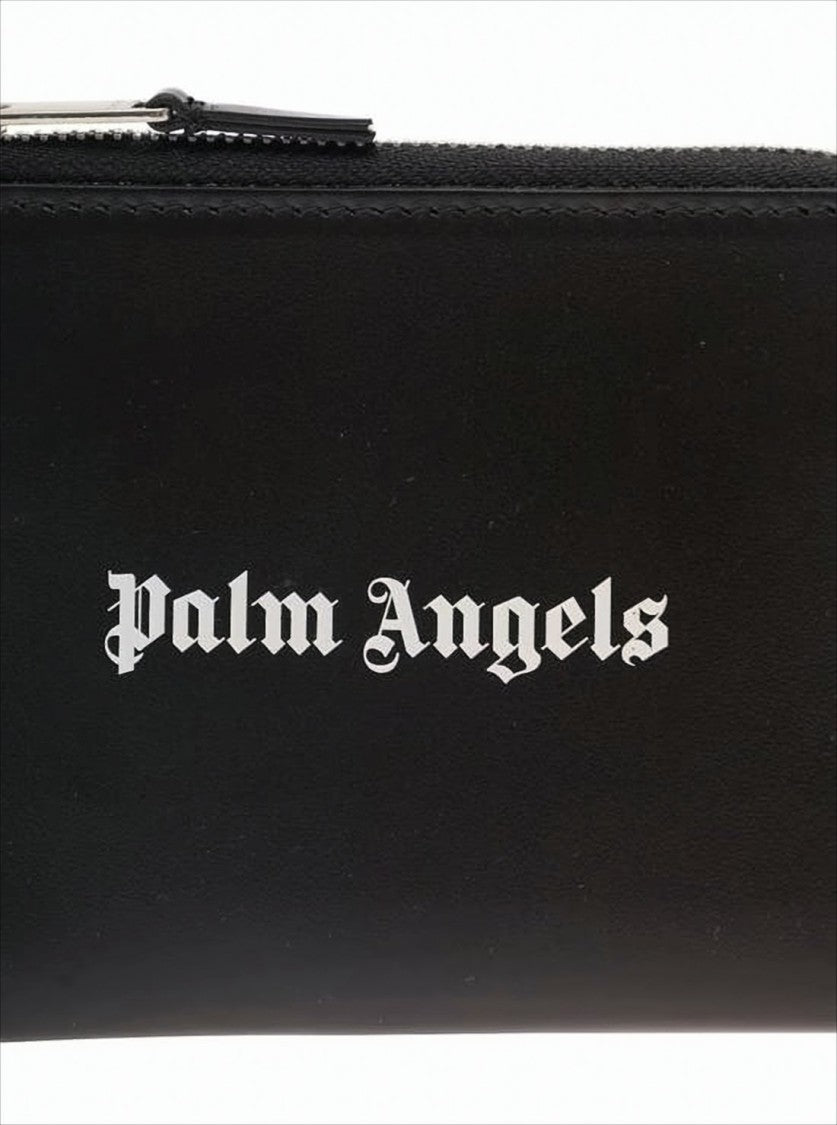 Palm Angels Rectangular Black Leather Card Wallet