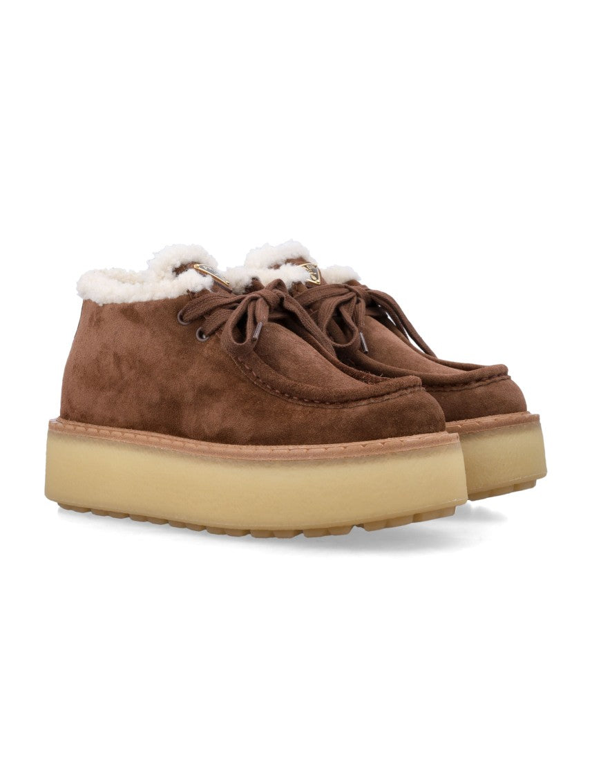 Prada Suede Chukka Boots With Shearling Lining