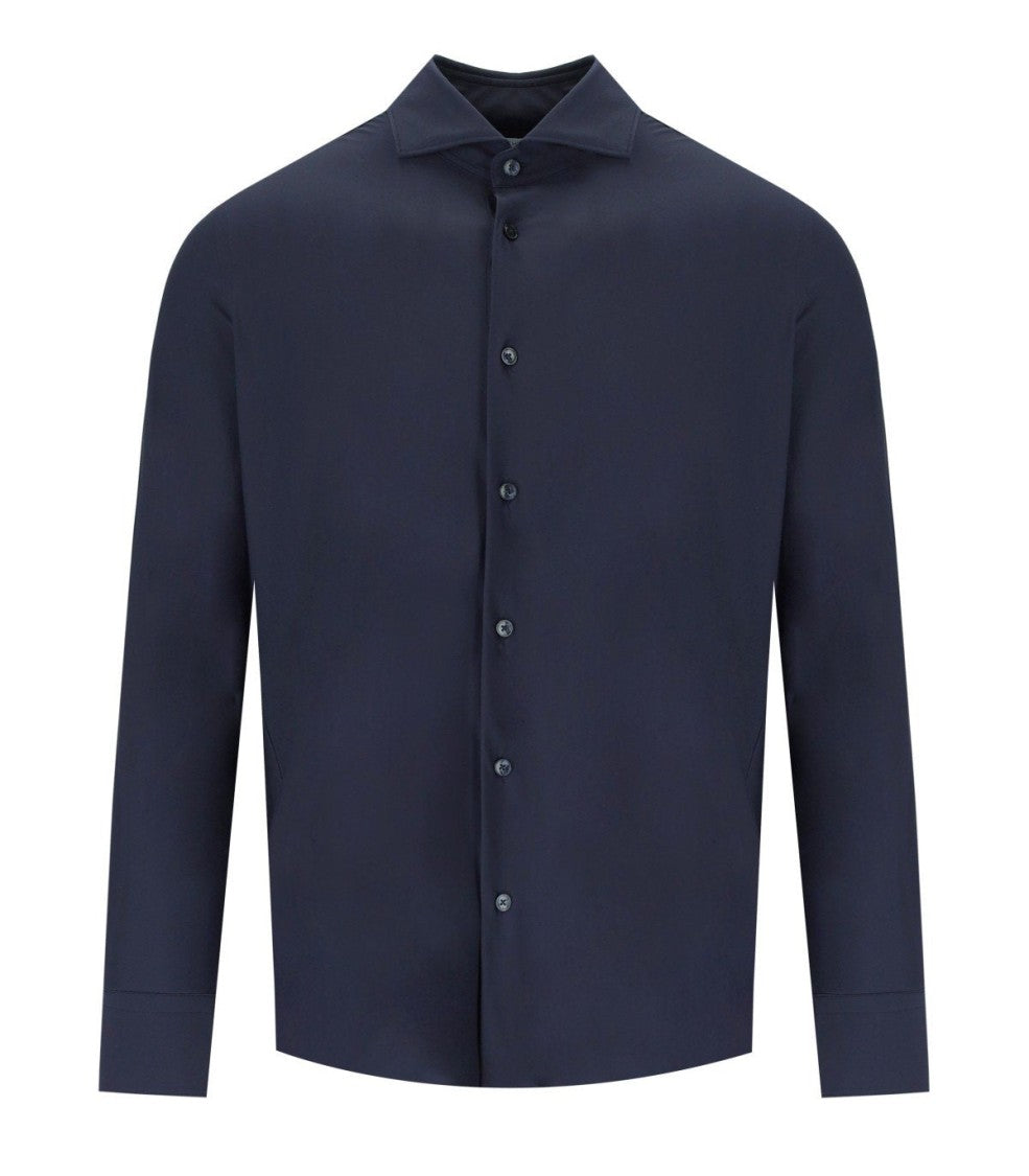 Archivium Dark Blue Stretch Technical Fabric Shirt