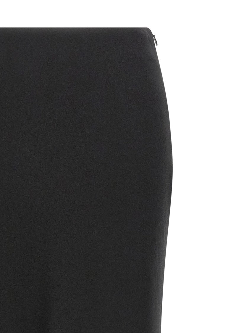 Alessandra Rich Fluid Black Silk Crepe Maxi Skirt With Lined Elegance