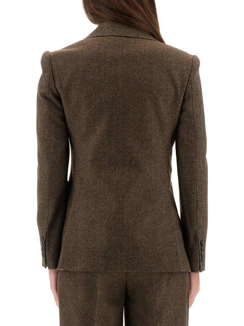 Max Mara Fitted Brown Wool Jacket With Structured Silhouette And Sharp Lapels