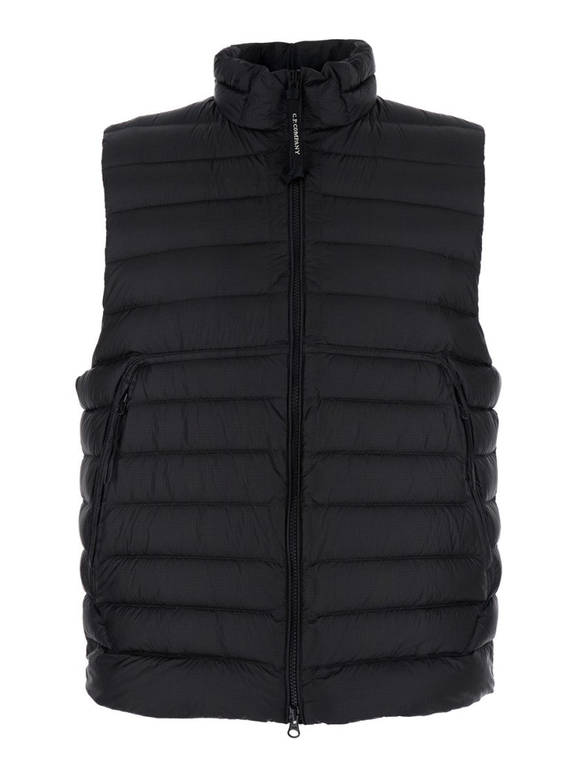 C.P. Company Quilted Black Vest With High Collar