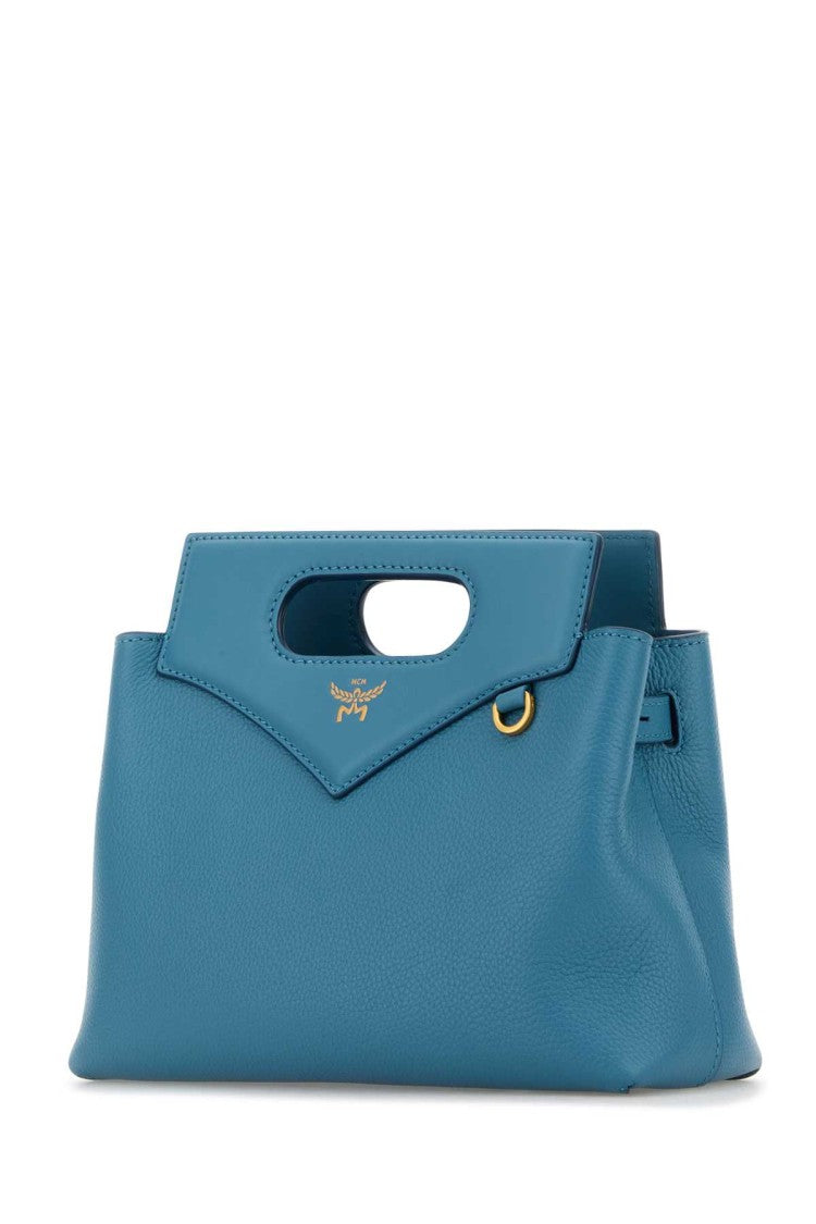 Mcm Turquoise Leather Mini Soft Diamond Handbag