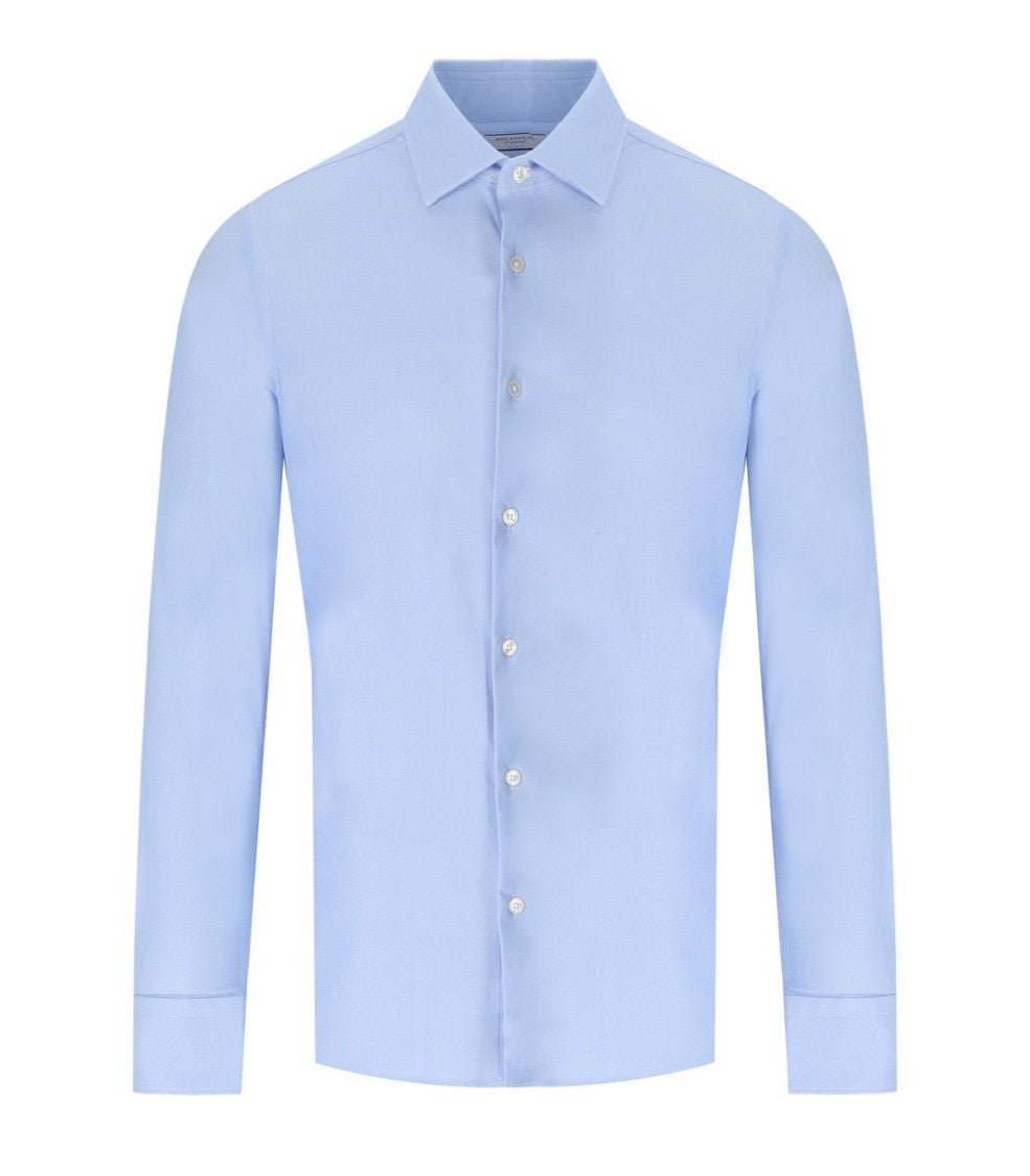 Archivium Light Blue Shirt With Micro-Pattern