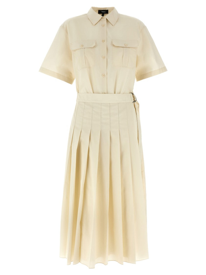 Theory Shirt-Style Maxi Wrap Dress With Pleated Skirt