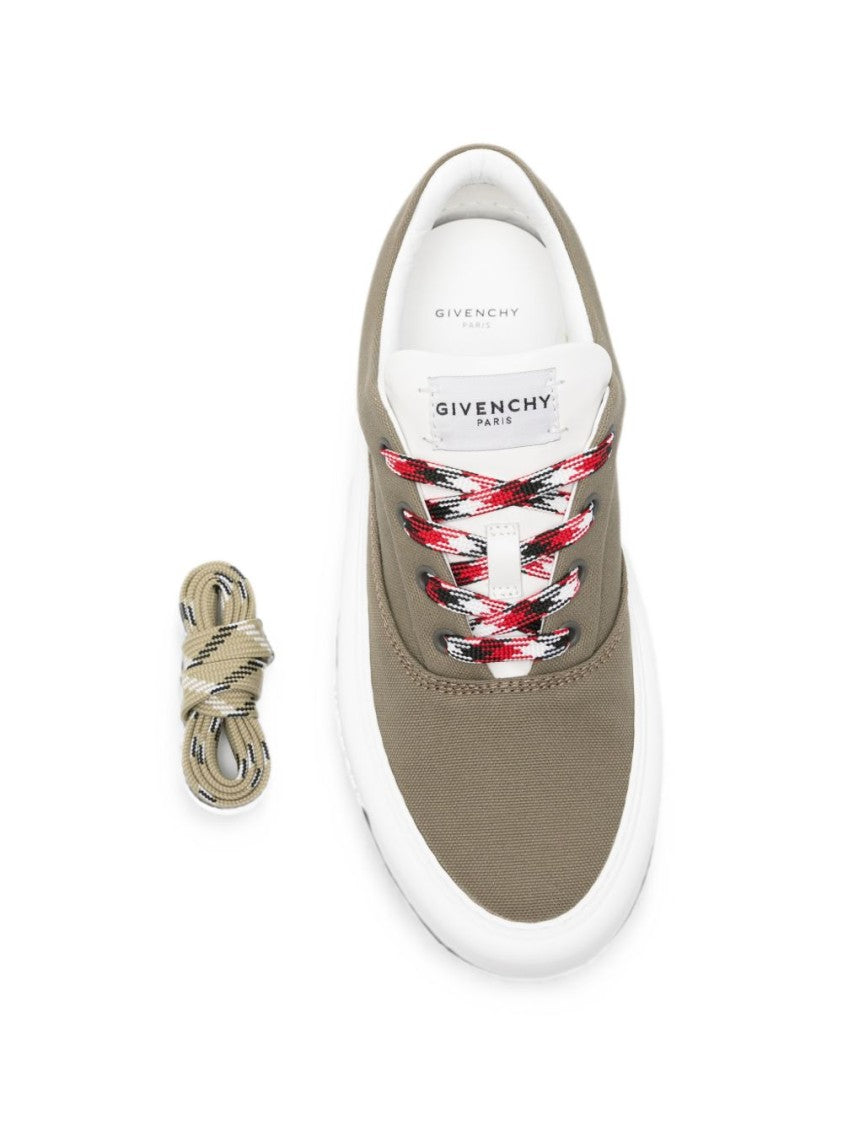 Givenchy Olive Muted Canvas Multicolored Laces Sneakers