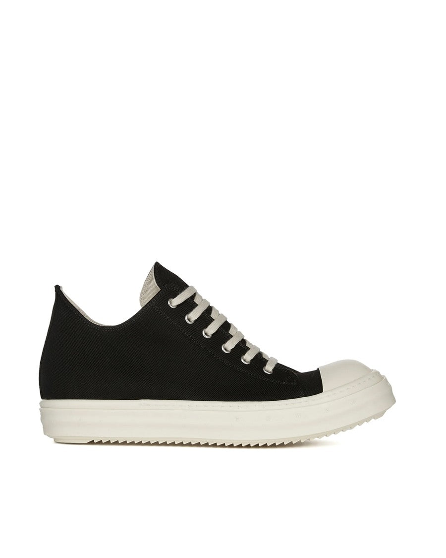 Drkshdw By Rick Owens Black Cotton Canvas Low-Top Sneakers