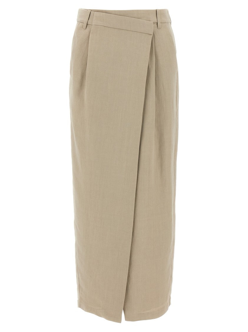 Brunello Cucinelli Asymmetrical Front Wrap Skirt With Pockets
