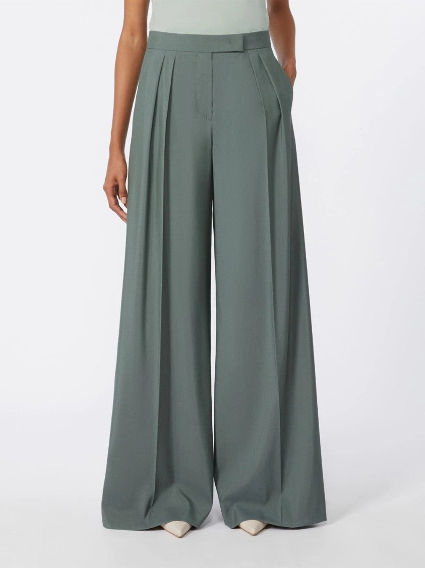 Max Mara Green High-Waisted Wide-Leg Pants