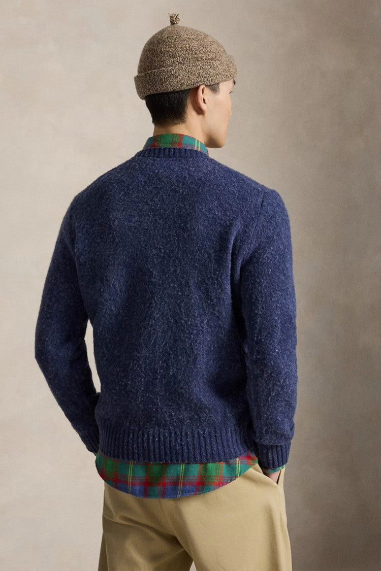Polo Ralph Lauren Navy Flecked Script Crew-Neck Sweater