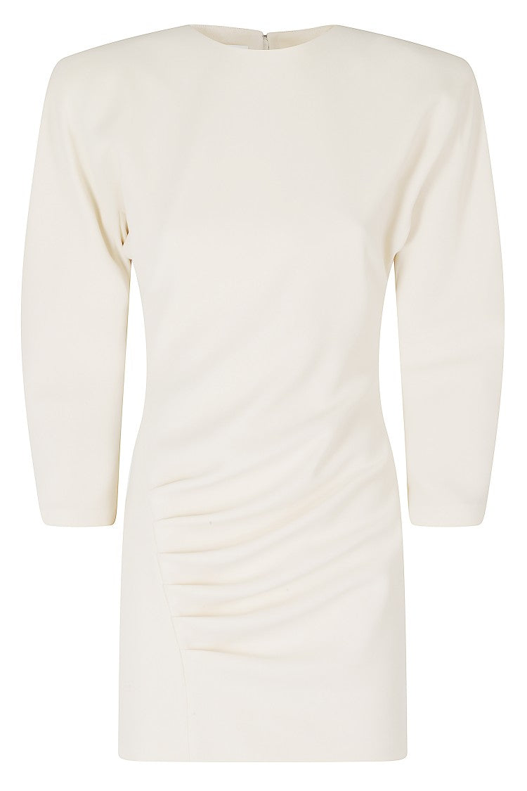 The Andamane Beige New Amanda Rounded Shoulder Polyester Mini Dress