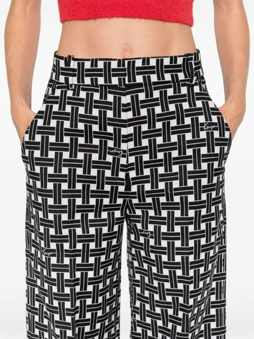 Kenzo White Geometric Pattern Trousers