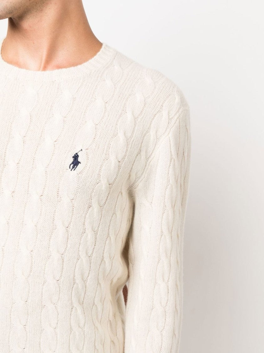 Polo Ralph Lauren White Cable-Knit Sweater