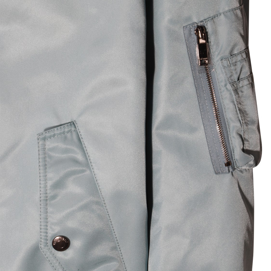 Valentino Light Blue Satin-Finish Casual Jacket With Logo Detail