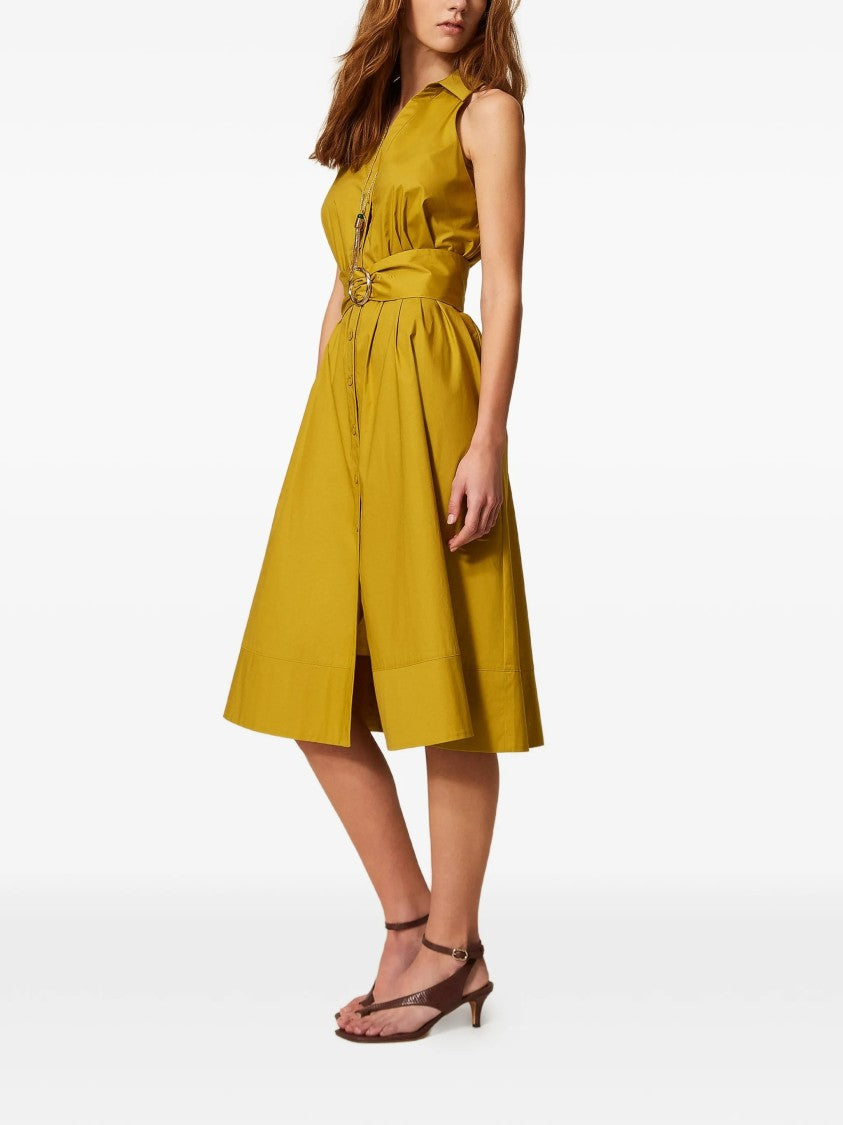 Twin-Set Sleeveless Collared Flared Midi Dress