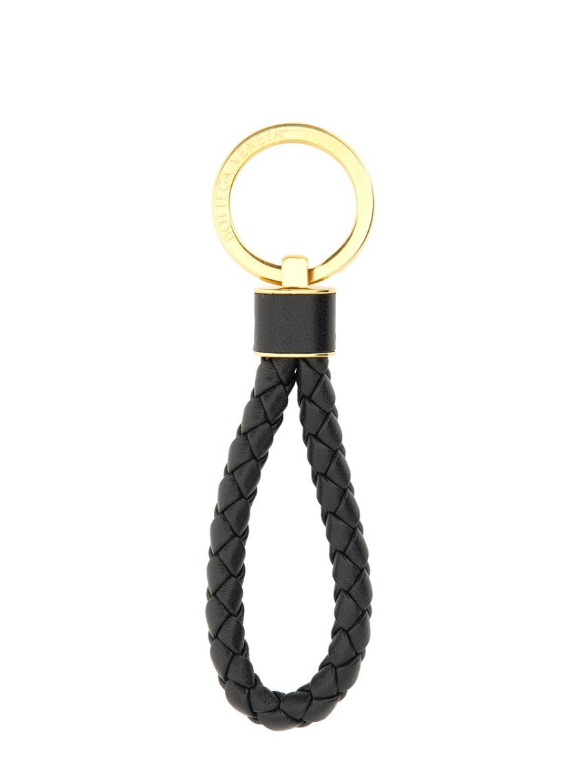 Bottega Veneta Intricately Woven Leather Keychain