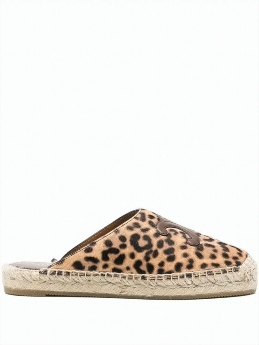 Celine Leopard Print Calf Leather Slip-On Mule