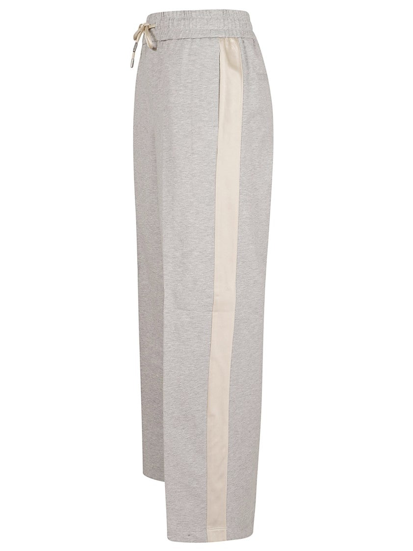 Peserico Melange Grey Cotton-Wool Blend Joggers With Center Pleat