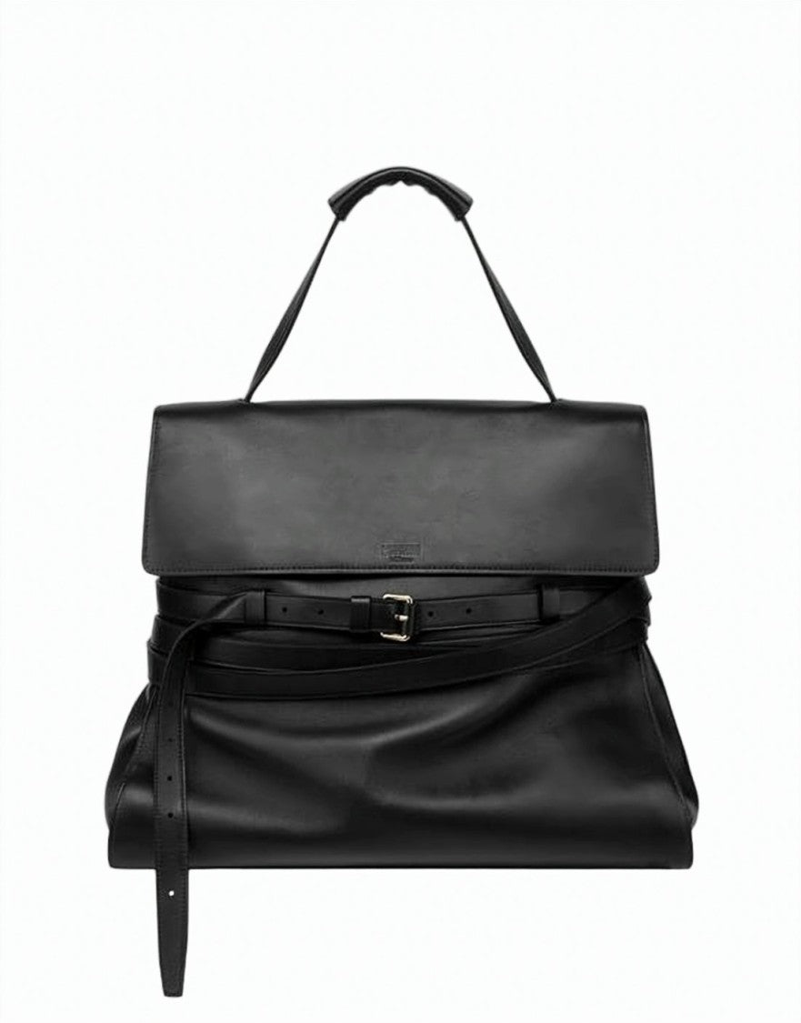 Moschino Lambskin Leather Tote Bag With Flap Closure
