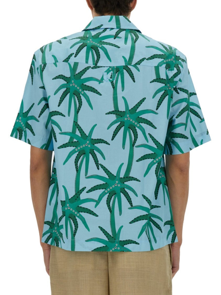 Jacquemus Short-Sleeved Shirt With Tropical Palm Tree Print