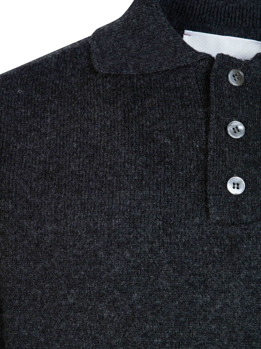 Amaranto Charcoal Knit Polo Shirt