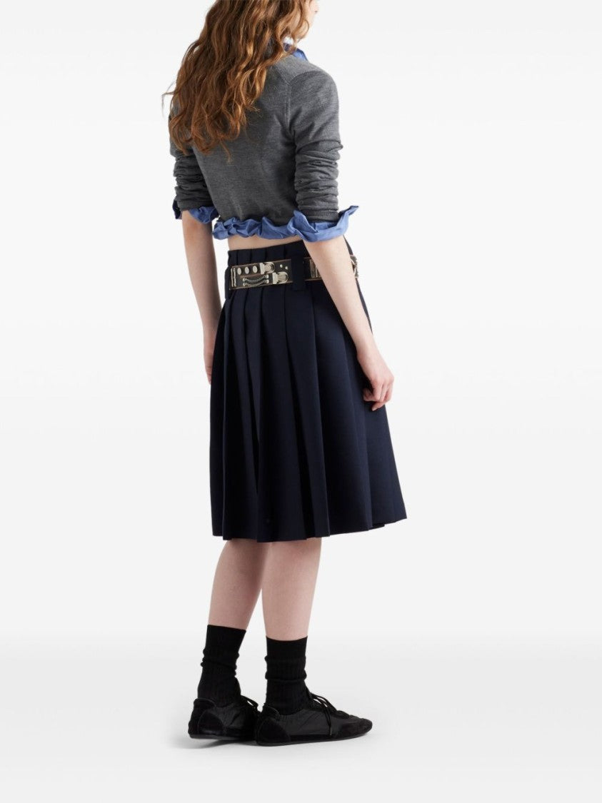 Prada Mélange Effect Cardigan With V-Neck And Triangle Logo