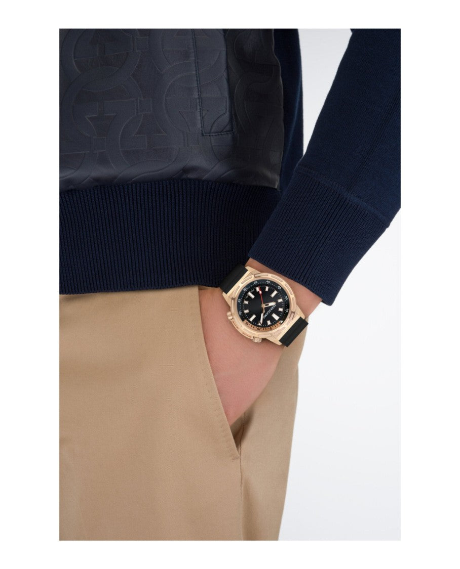 Ferragamo Sport Silicone Watch With Ip Rose Gold Case