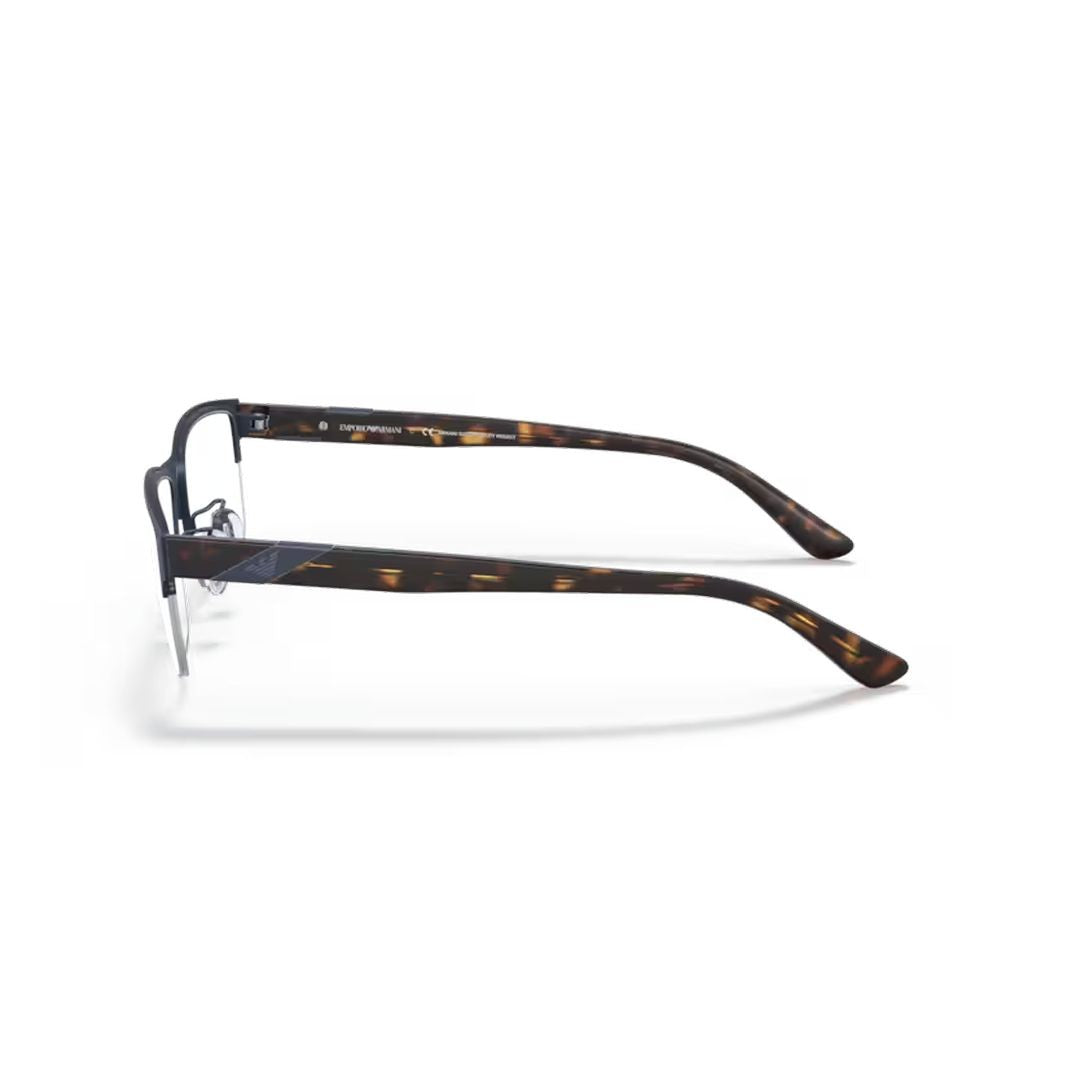 Emporio Armani 1129 Vista Rectangular Matte Metal Frame Eyeglasses With Tortoiseshell Temples