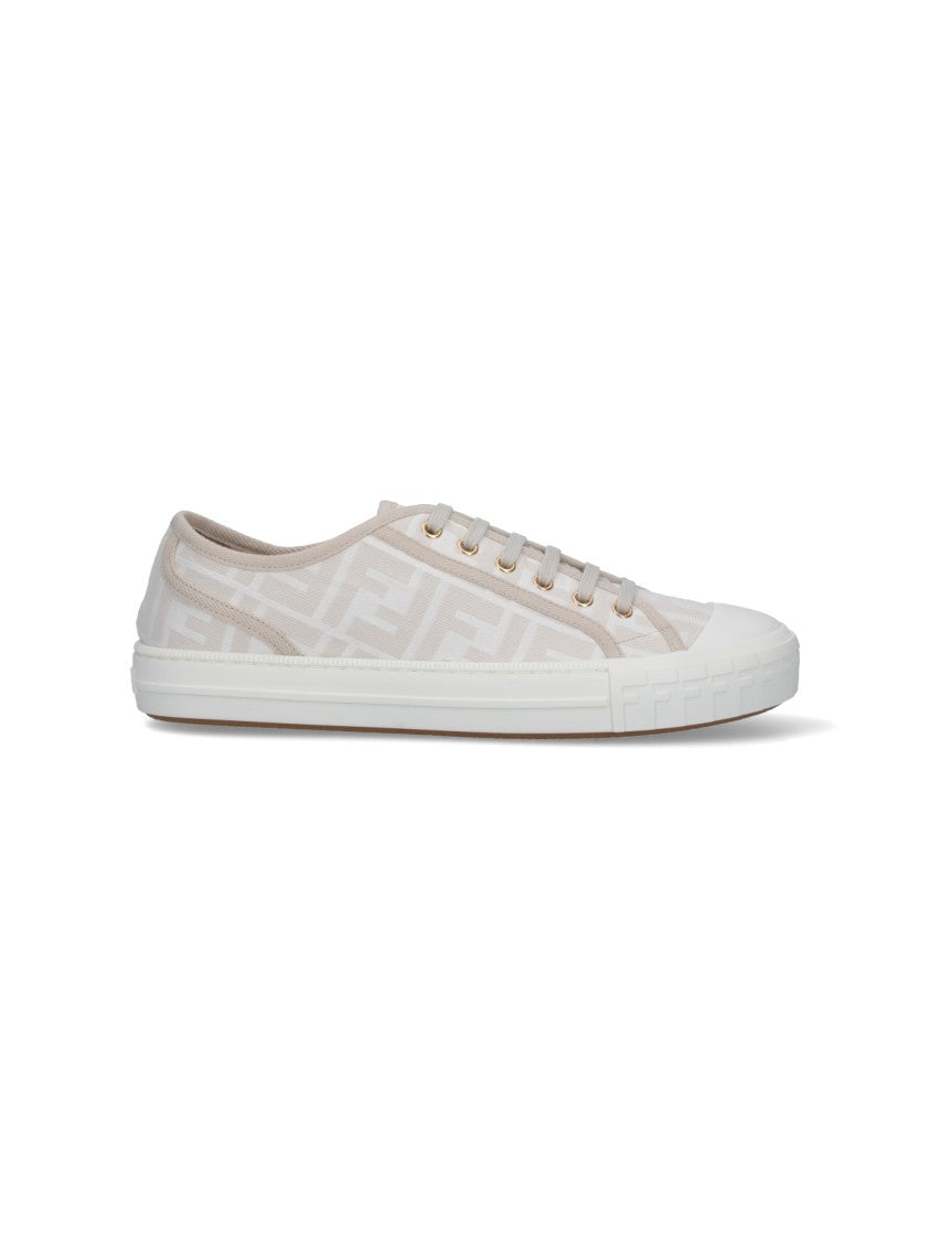 Fendi White Domino Ff Jacquard Sneakers