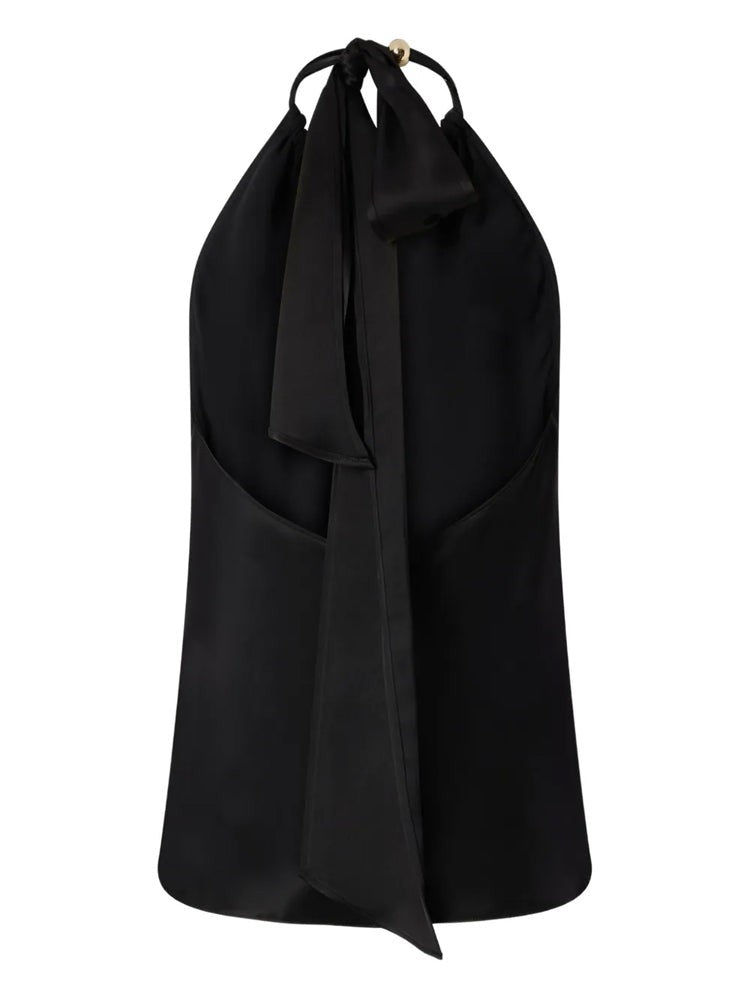 Pinko Black Open-Back Halter Neckline Blouse