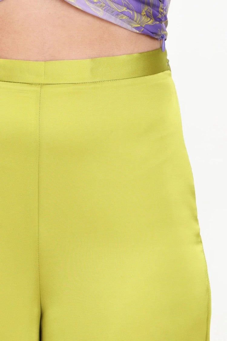 Simona Corsellini Green Polyester Wide-Leg Trousers