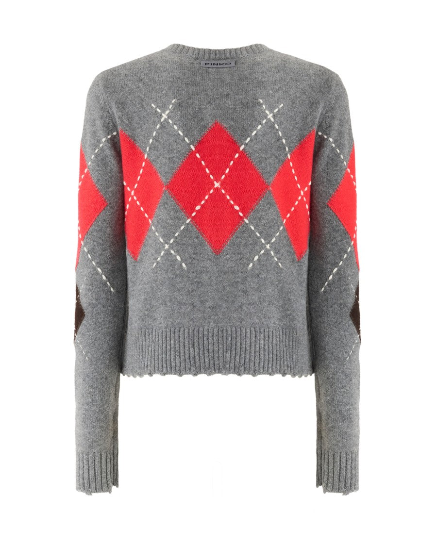 Pinko Straight Silhouette Argyle Pattern Cardigan