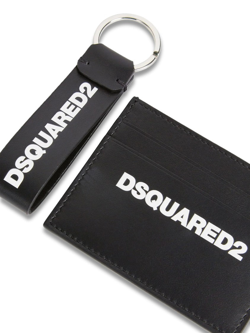 Dsquared2 Minimalist Black Cardholder Wallet With Keychain