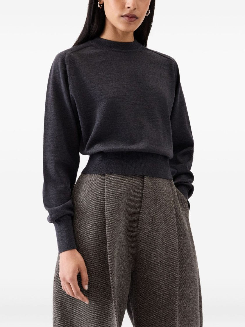 Jacquemus Fitted Dark Gray Merino Wool Blend Sweater