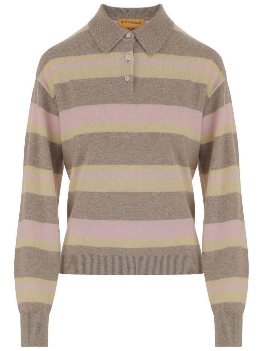 Guest In Residence Striped Cashmere Polo Shirt