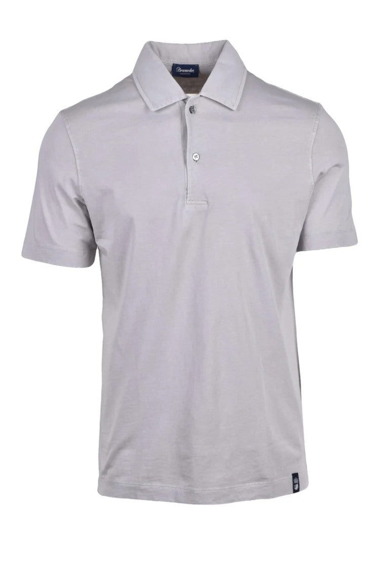 Drumohr Light Grey Knitted Cotton Polo